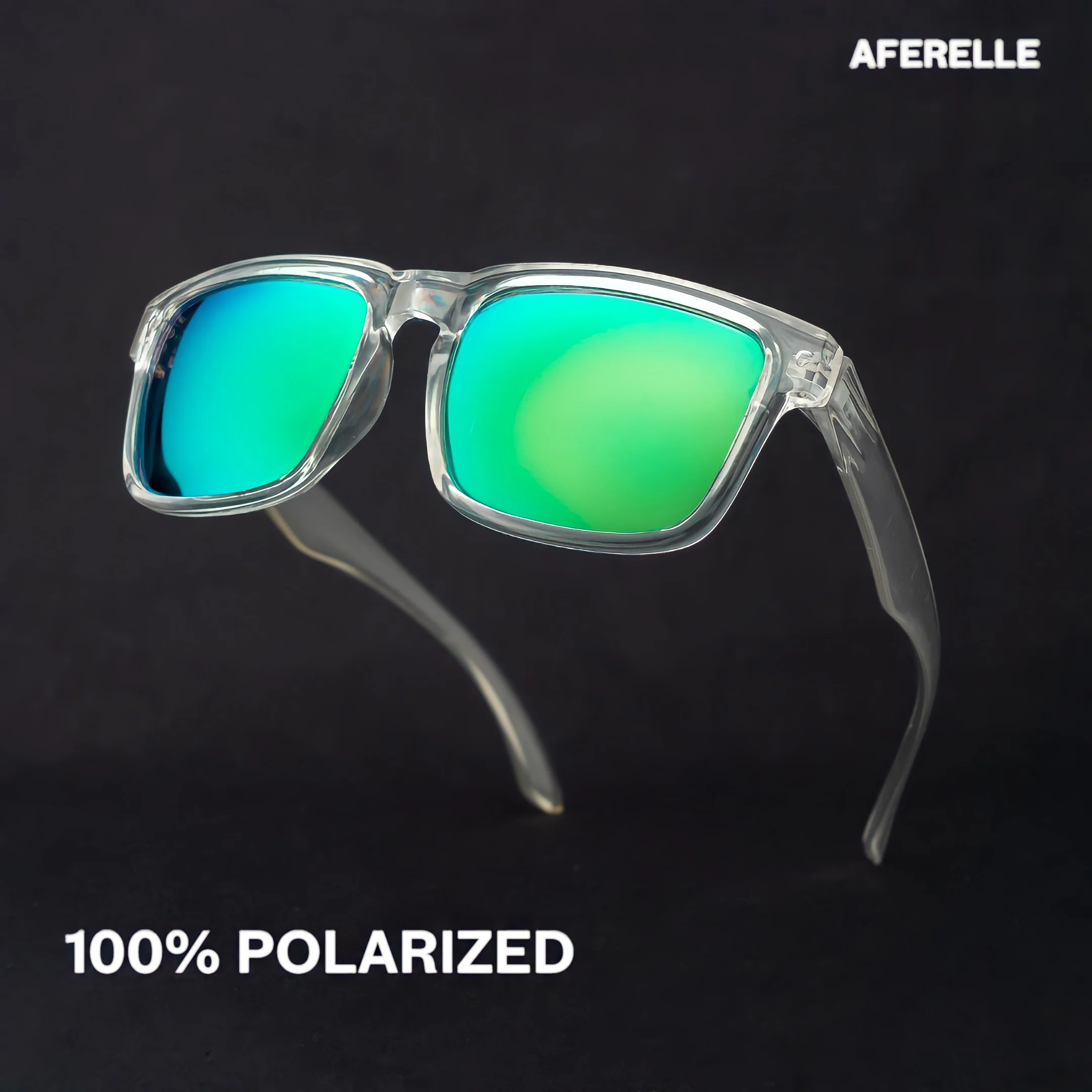 THE CHALLENGER Glossy Clear Green UV400 Polarized Sunglasses - Image 2