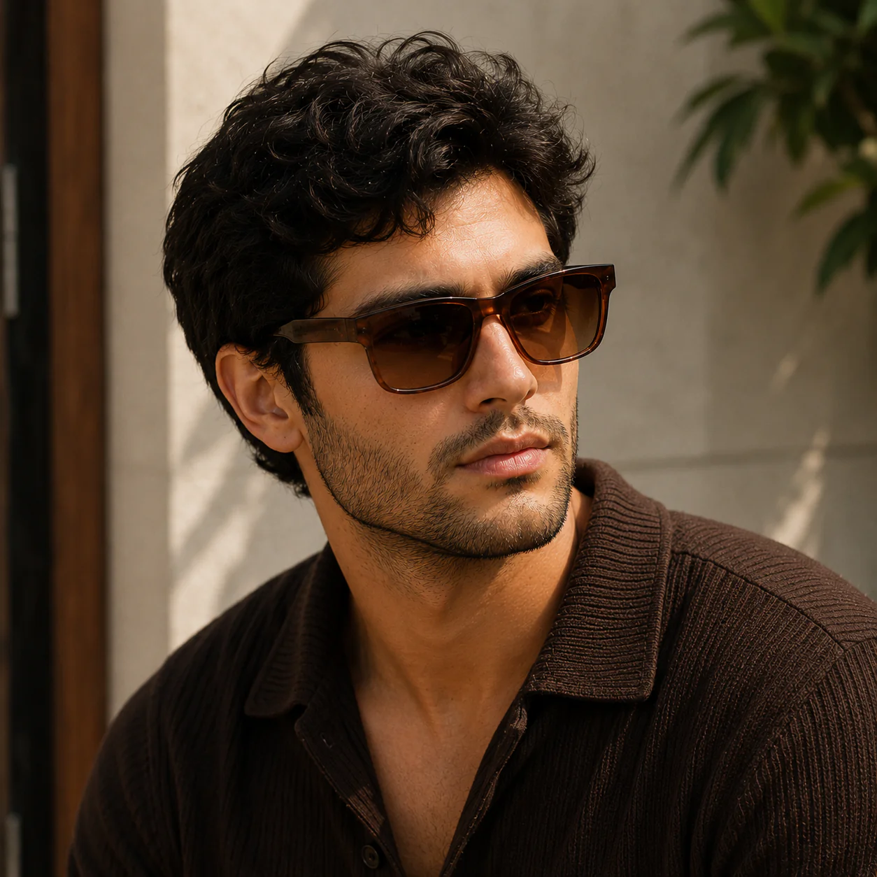 THE ECLIPSE Glossy Brown  UV400 HD Glossy Clear Sunglasses - Image 3