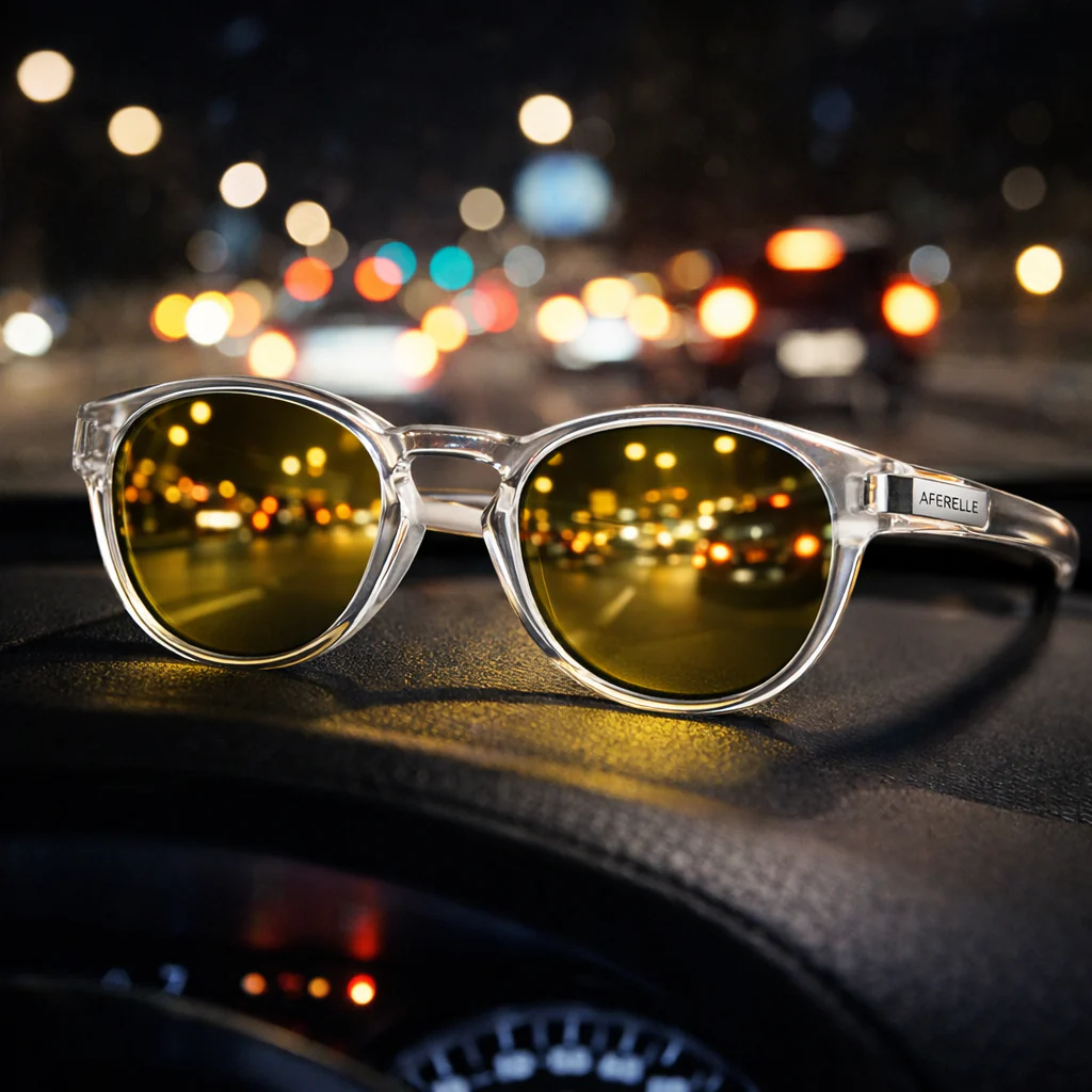 THE BOSS | Glossy Clear Yellow Night Drive Polarized Sunglasses
