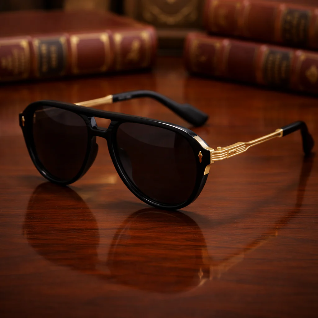 THE COMMANDER Gold Finish Aviator UV400 HD Polarized Pro Sunglasses