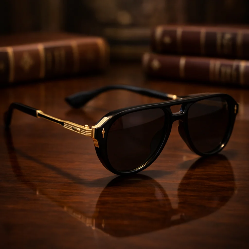 THE COMMANDER Gold Finish Aviator UV400 HD Polarized Pro Sunglasses - Image 2