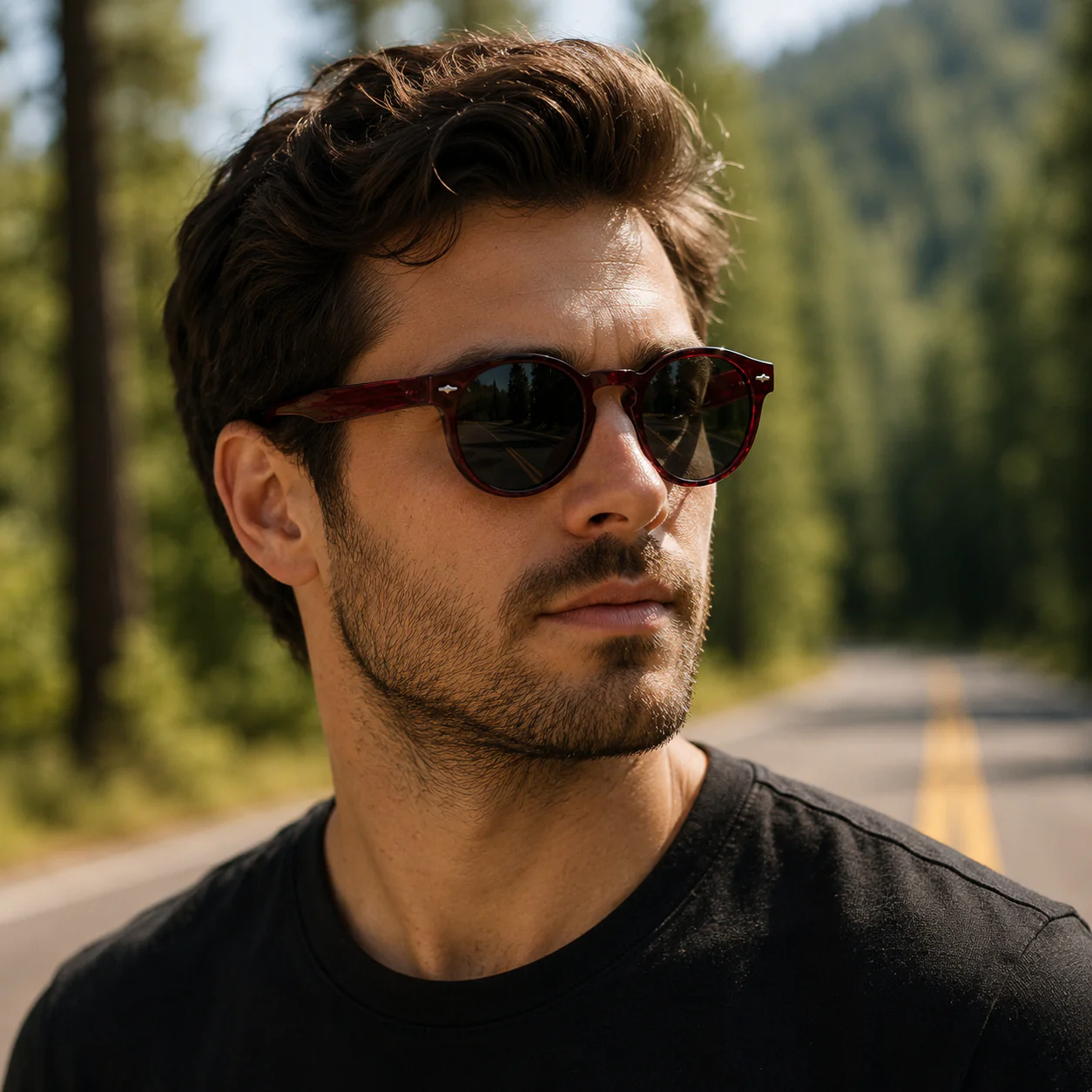 THE Orbit Unisex UV400 HD Glossy Maroon Sunglasses - Image 3